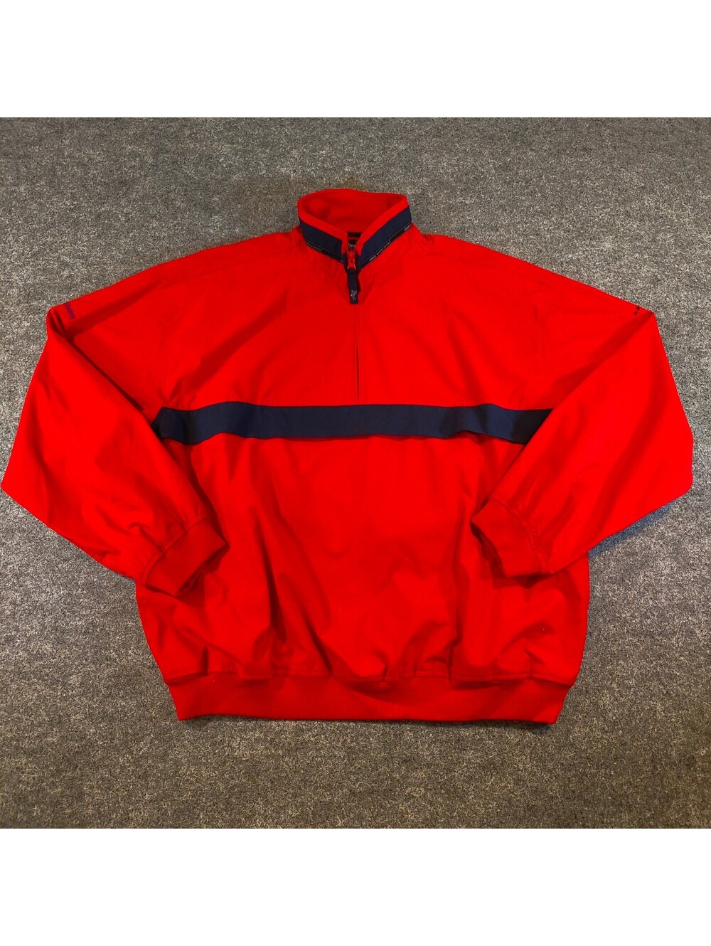 Ashworth Weather Systems 1/4-Zip Packable Golf Pullover Jacket Red Blue L